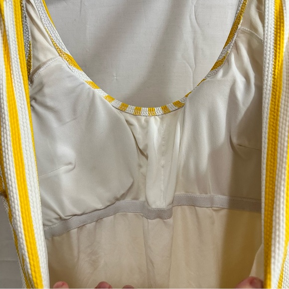 H&M Womens Yellow & White Striped Tank One Piece Swimsuit Size Medium - Picture 5 of 7